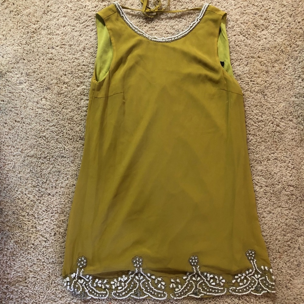 Beaded mini shift dress in AMAZING color!